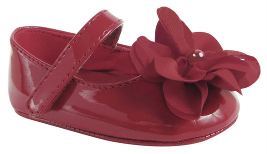 Baby Deer Red Soft Sole Shoes with Flower