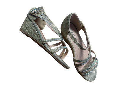 Champagne Multi Strap Rhinestone Heels