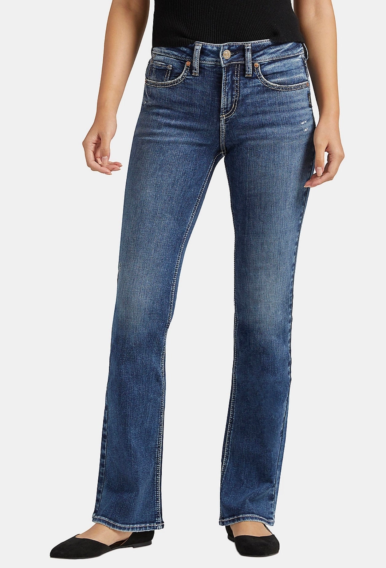 Sliver Jean Medium Wash High Rise Wide Leg Jeans