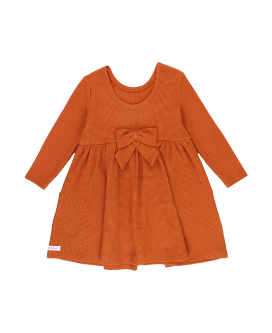 Ruffle Butts Rust Waffle Knit LS Twirl Dress