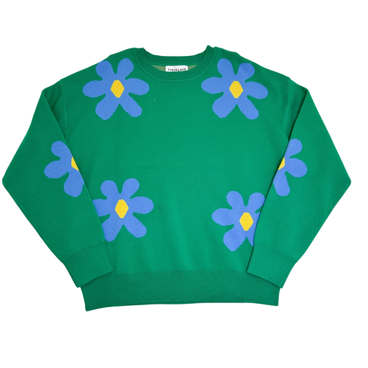 Green Floral Pattern Sweater