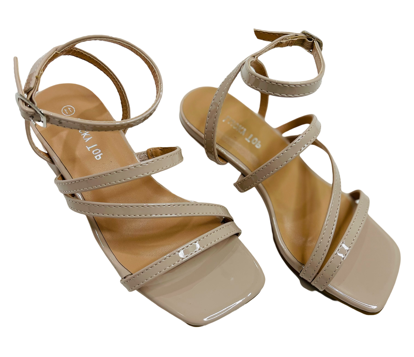 Nude Multi Strap Low Heel