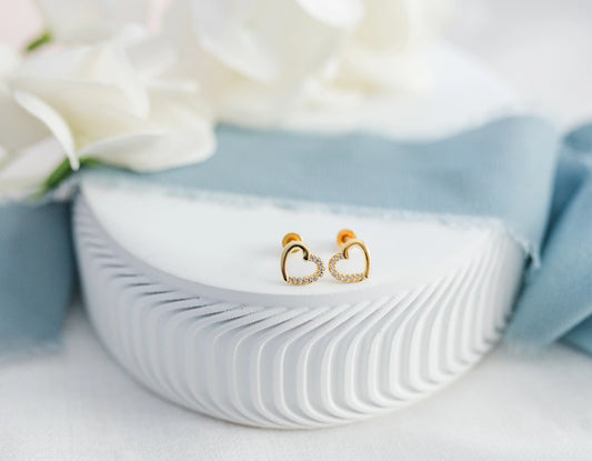 Cherished Moments Gold Open Heart Earrings