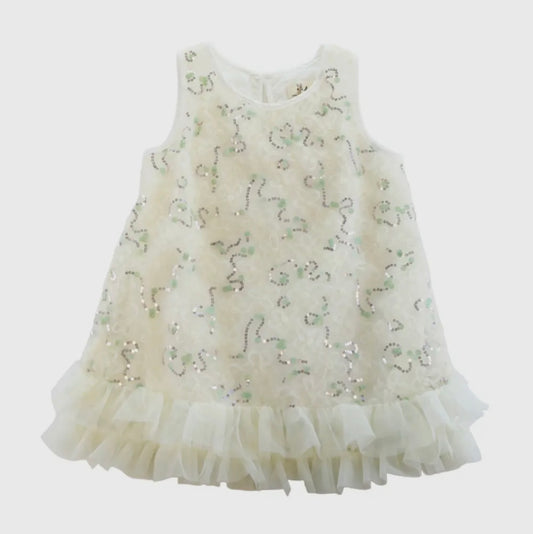 Doe a Dear Cream Sequin Embellished Mesh Dress