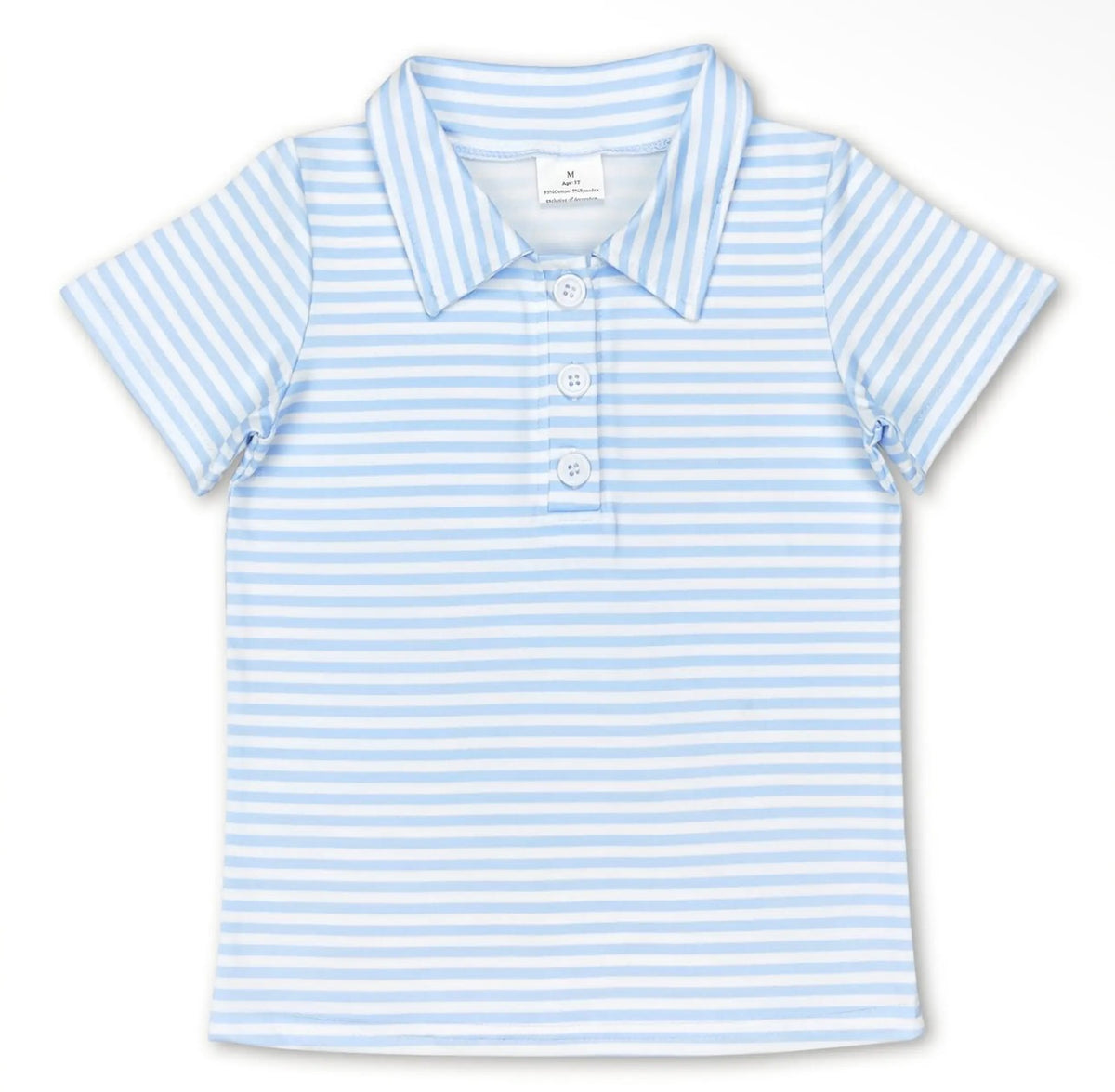 Boys Light Blue Striped Polo Shirt
