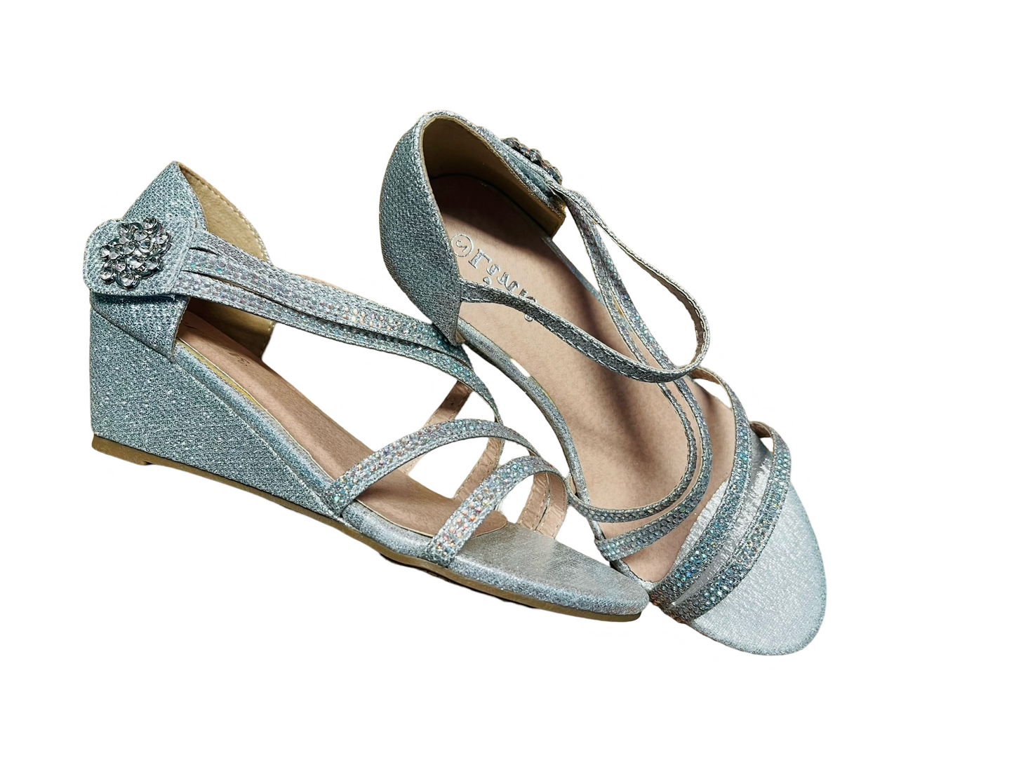 Silver Multi Strap Rhinestone Heels