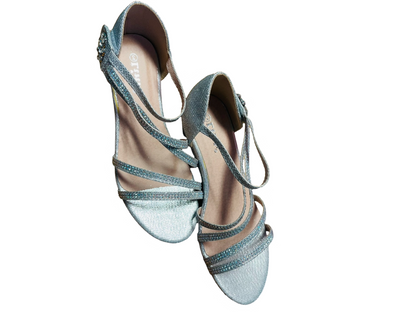 Silver Multi Strap Rhinestone Heels