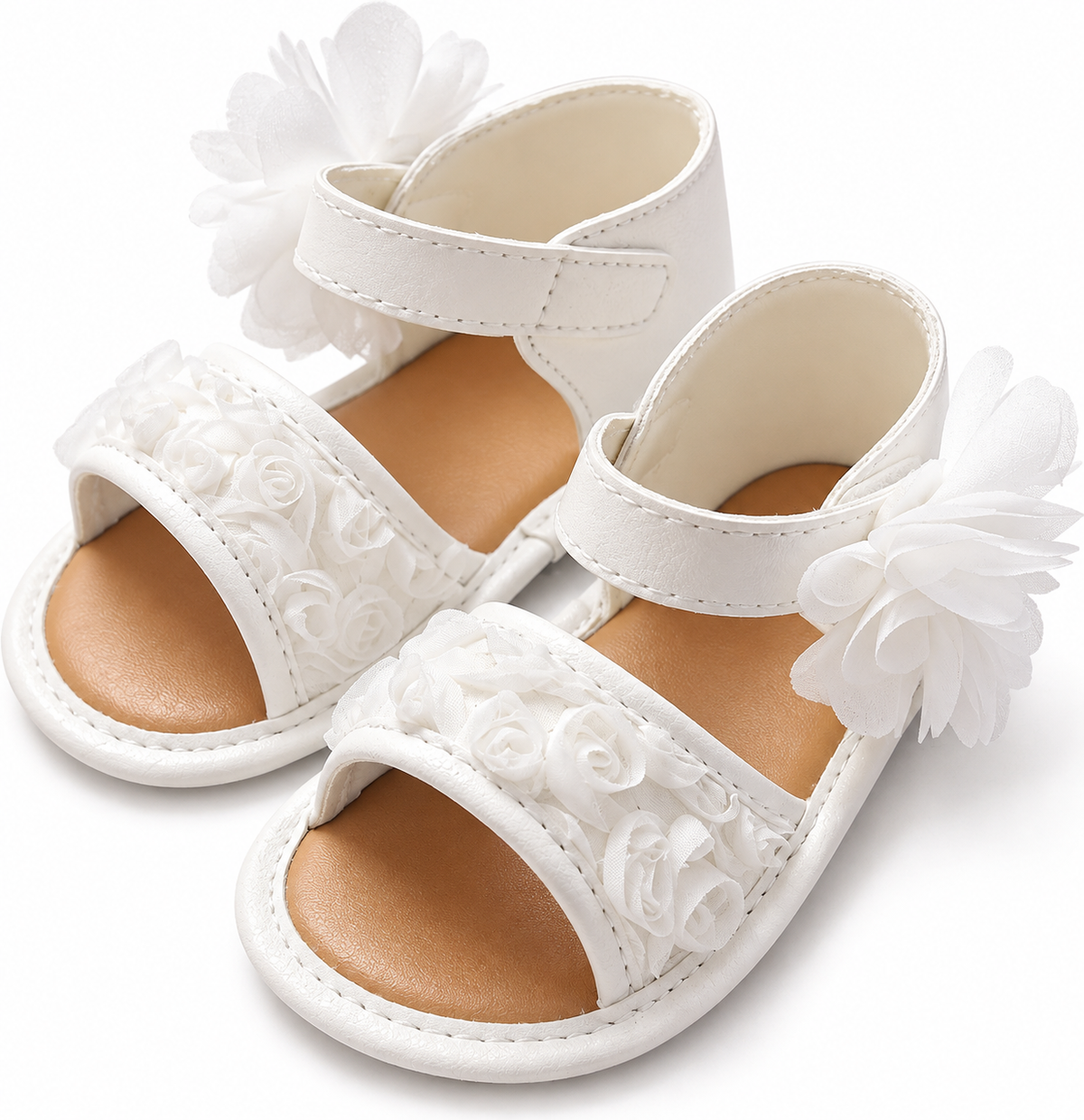 Baby Faulk Registry Baby Deer White Sandals with Flowers