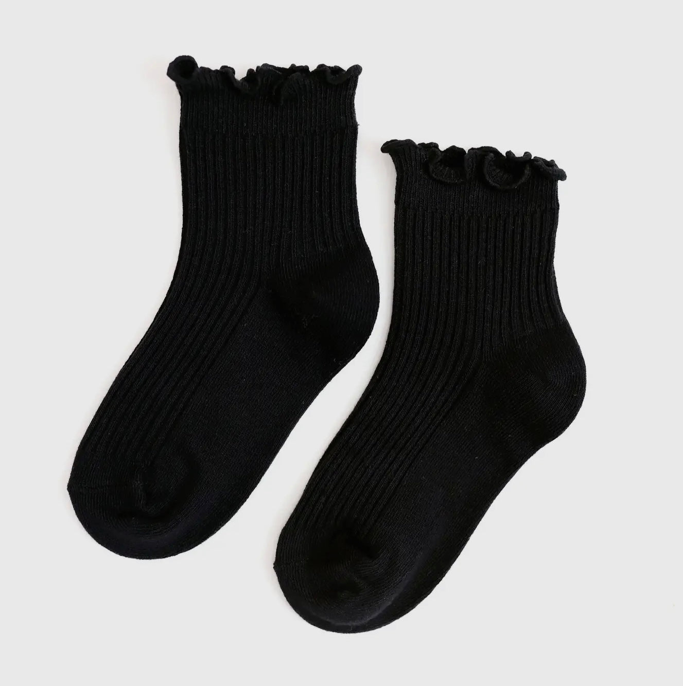 Little Stocking Co. Ribbed Lettuce Trim Midi Socks