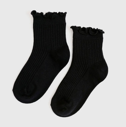 Little Stocking Co. Ribbed Lettuce Trim Midi Socks