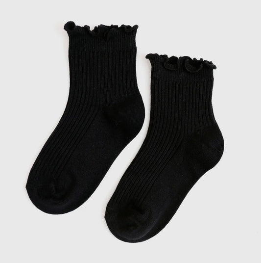 Little Stocking Co. Ribbed Lettuce Trim Midi Socks