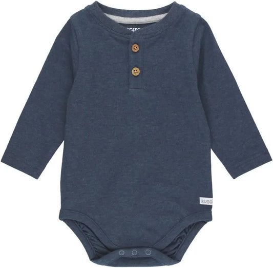 John Parker Lawson Registry Rugged Butts Heather Navy Knit Long Sleeve 2-Button Henley Bodysuit