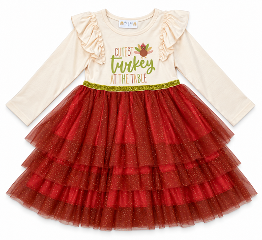 "Cutest Turkey at the Table" Thanksgiving Dress