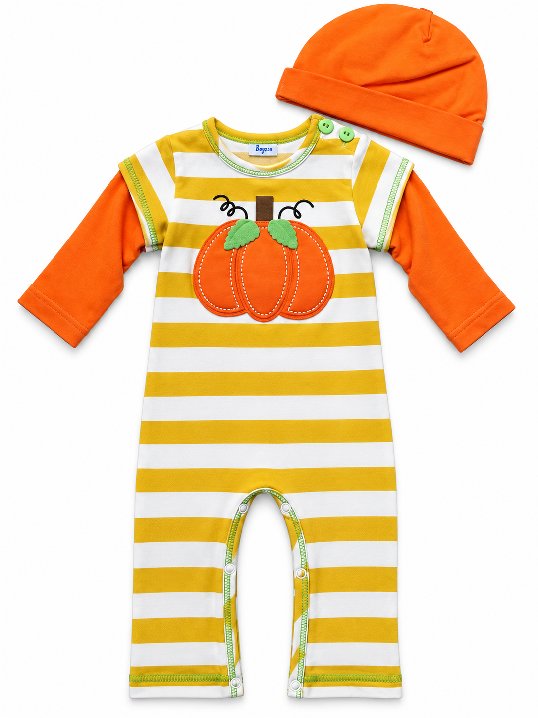Boys Pumkin Romper with Hat