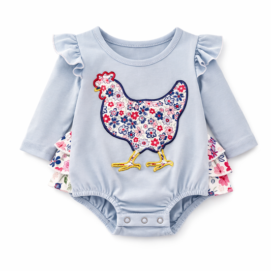 Baby Girls Easter Floral Chicken Bubble