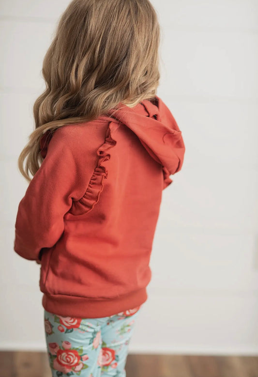 Rust Hoodie with Floral Leggings Set