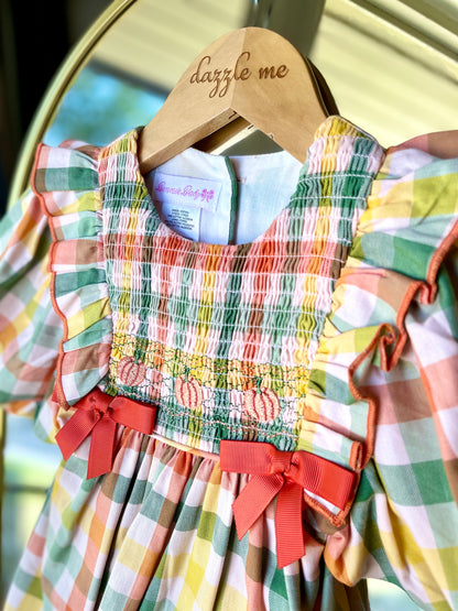 Bonnie Jean Pumpkin Plaid Dress
