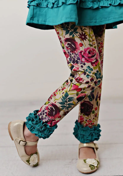 Adorable Sweetness Teal Plum Floral 2-Piece Set