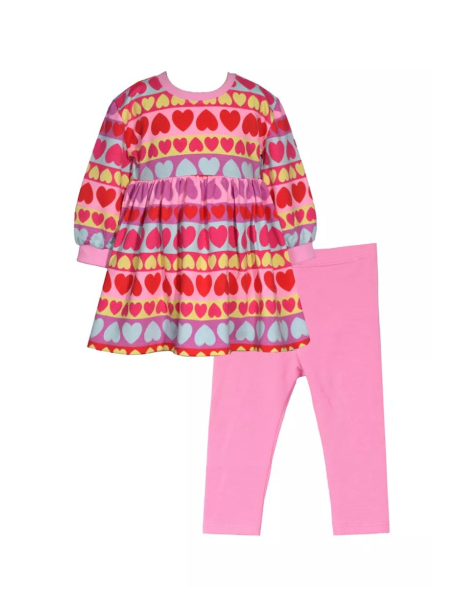 Bonnie Jean Valentines Heart Leggings Set