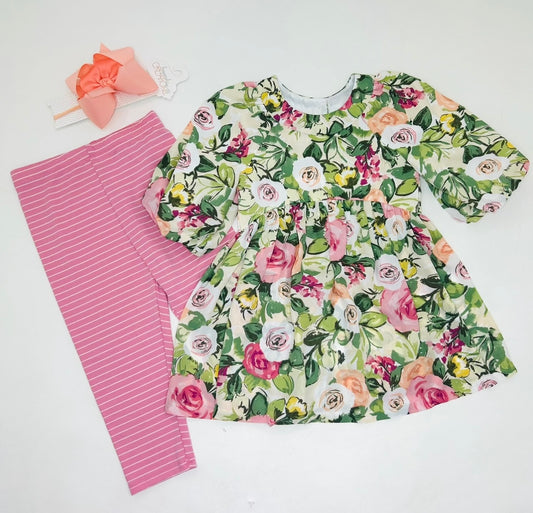 Rose set w/Stripe Pant