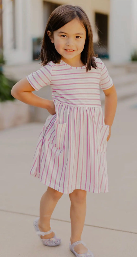 Tickled Teal Purple Striped Dress