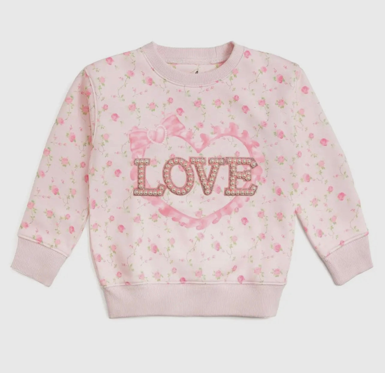 Sweet Wink Pink Rose Love Patch Sweatshirt