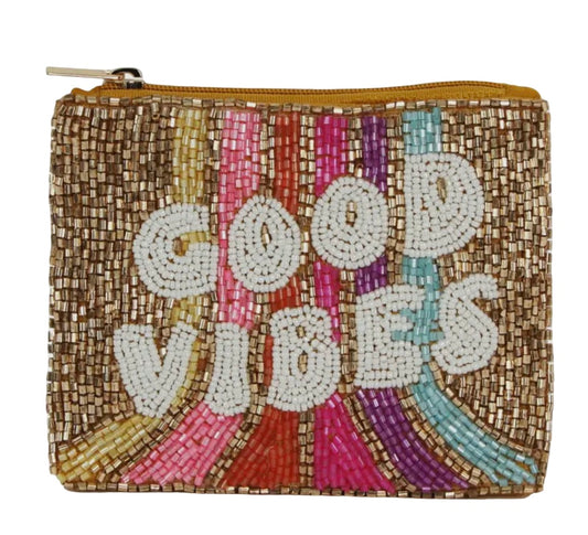 Good Vibes Beaded Coin Purse