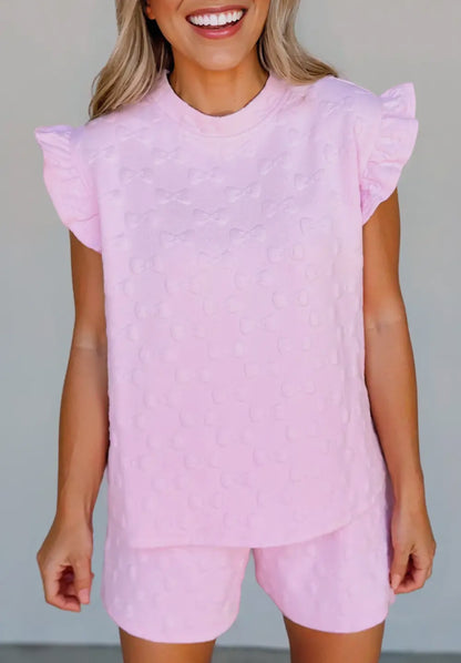 Ruffle Bow Short And Shirt Set