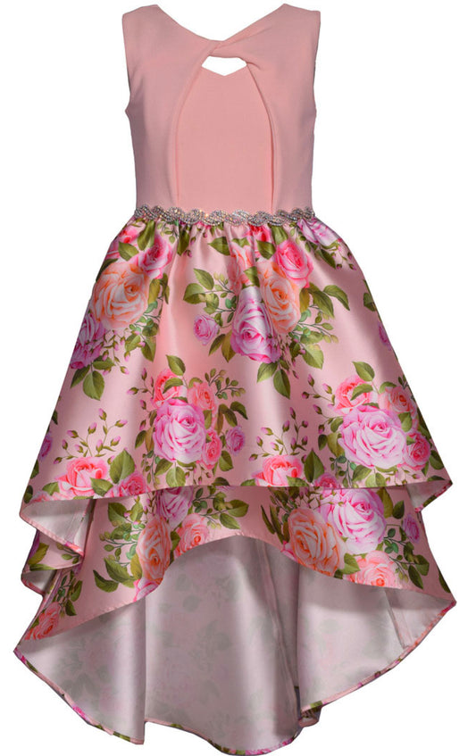 Bonnie Jean High-Low Pink Floral Dress