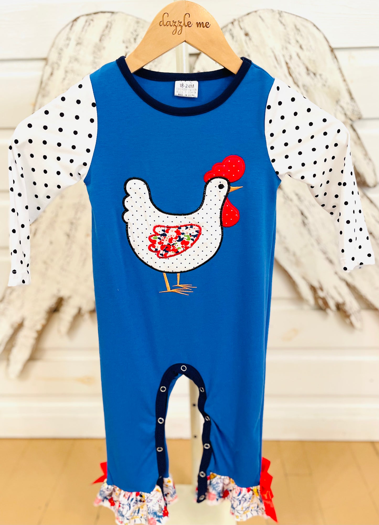 Ruffle Polka Dot Chicken Romper