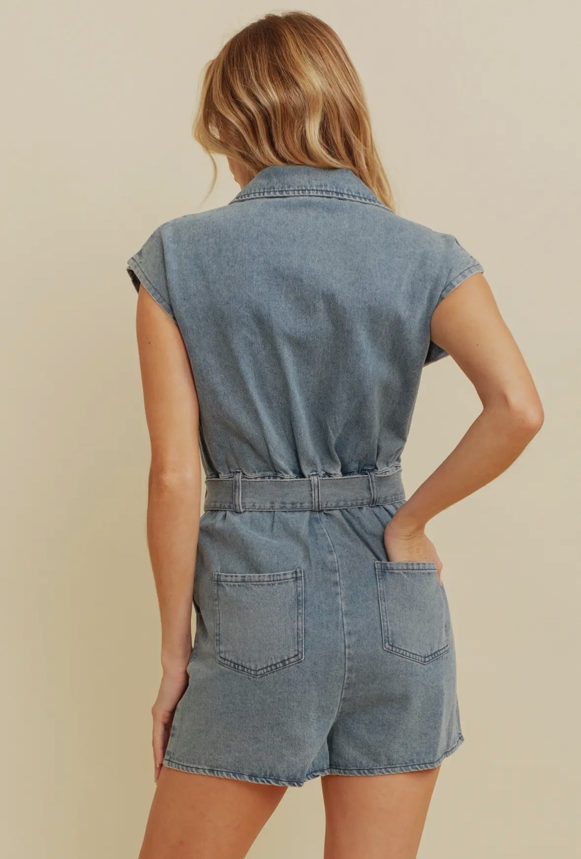 Sleeveless ZipUp Jean Romper