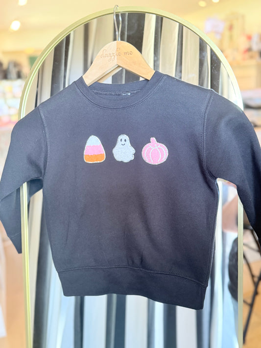 Halloween Swint Wink Ghost, Pumpkin, Candy Corn sweatshirt