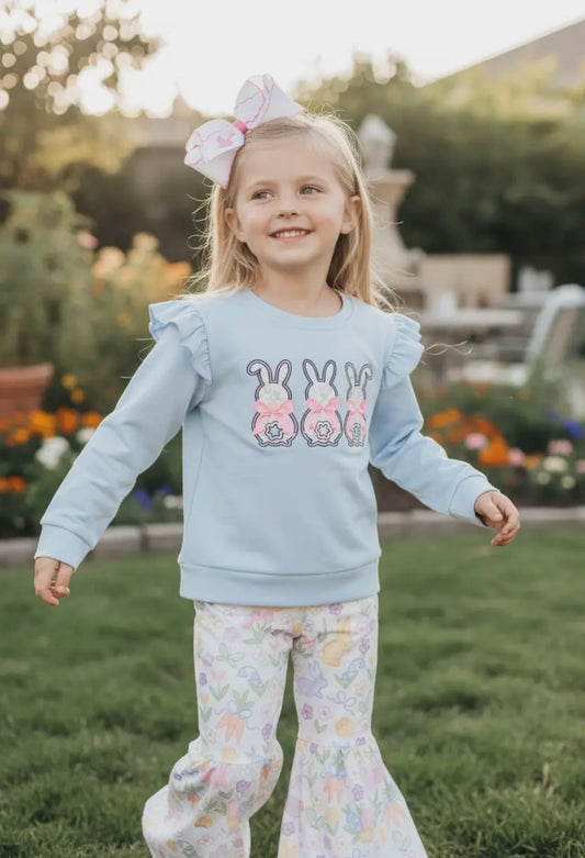 Easter Bunny Top & Floral Bell Bottom Set