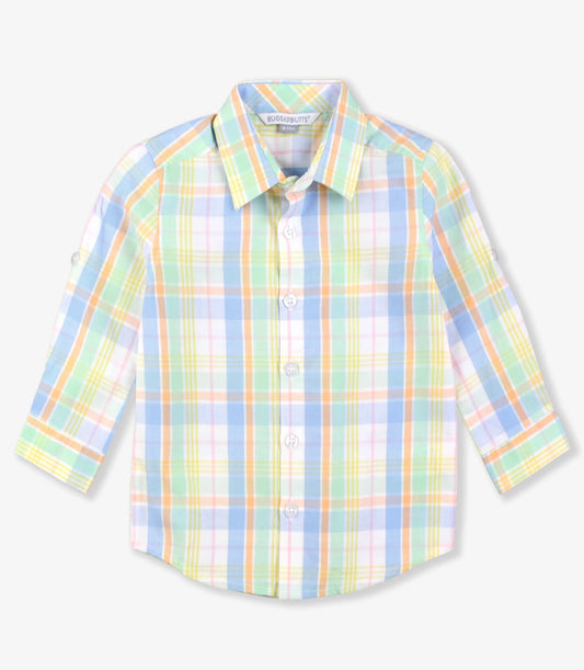 Rugged Butts Clubhouse Rainbow Plaid LS Button Down