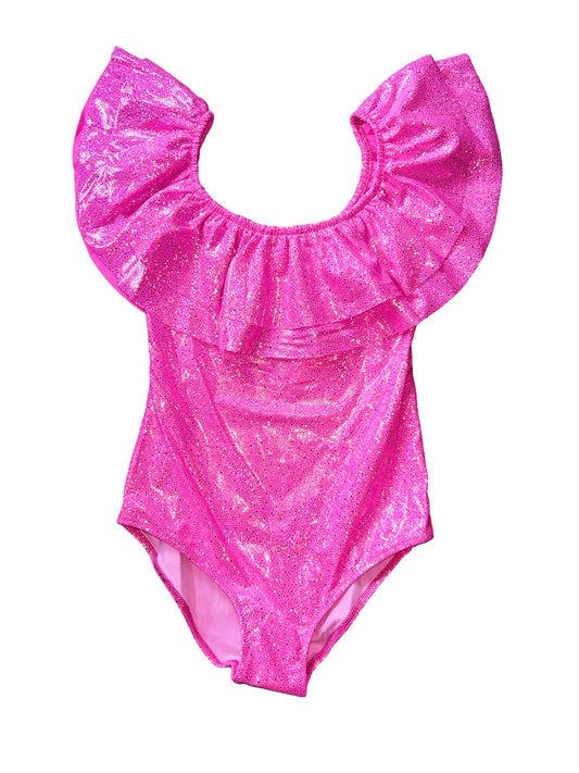 Shimmer Pink Ruffle Swimsuit