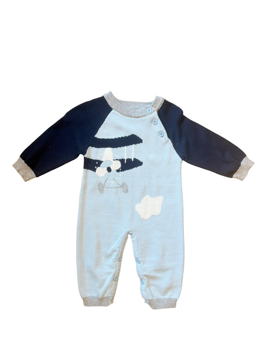 Boys Long Sleeve Airplane Sweater Romper