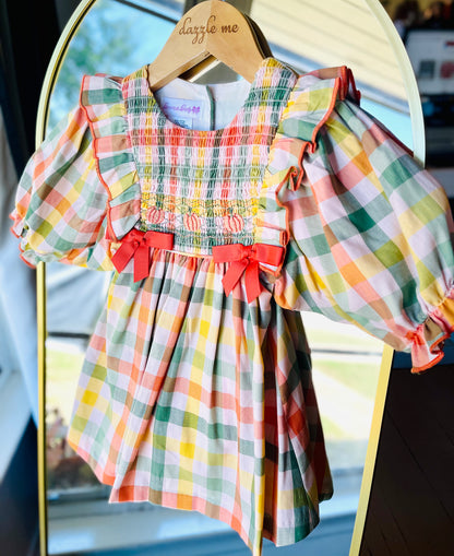 Bonnie Jean Pumpkin Plaid Dress