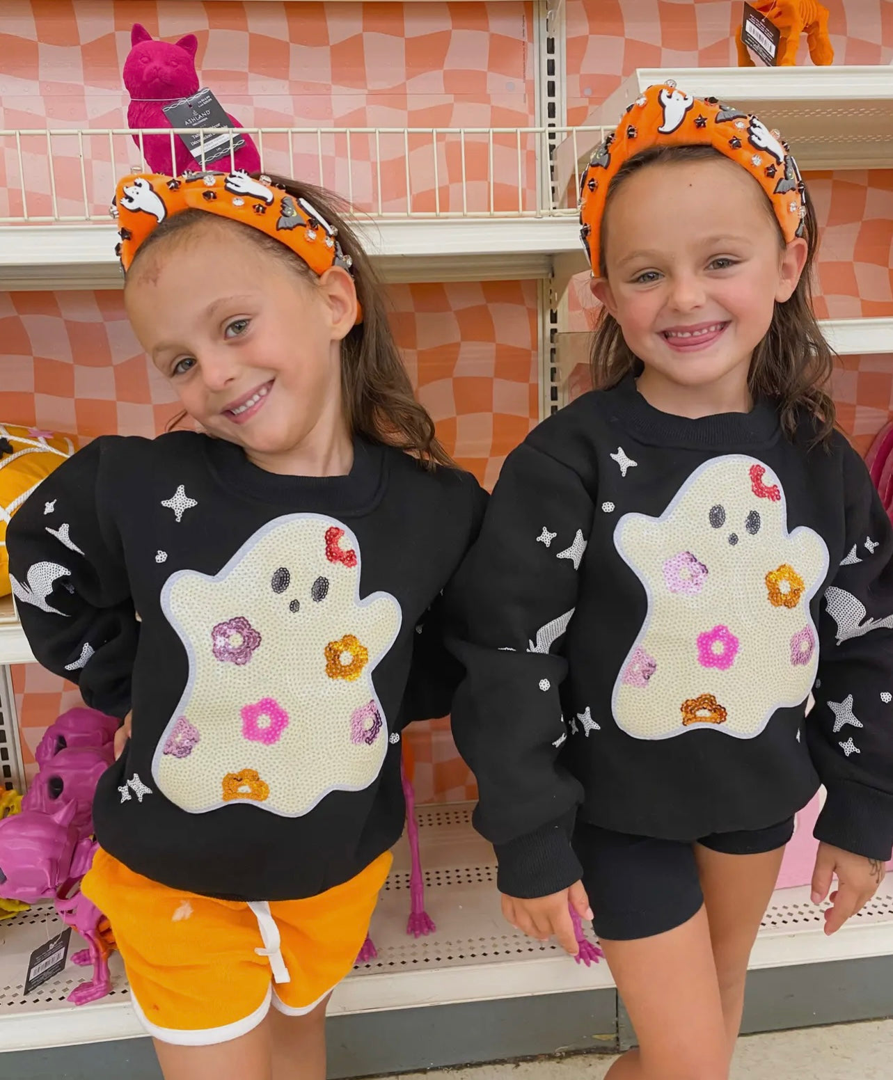 Three Wildflower Designs Embellished Ghost Halloween Crewneck