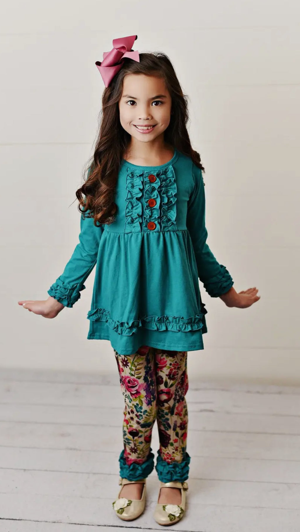 Adorable Sweetness Teal Plum Floral 2-Piece Set