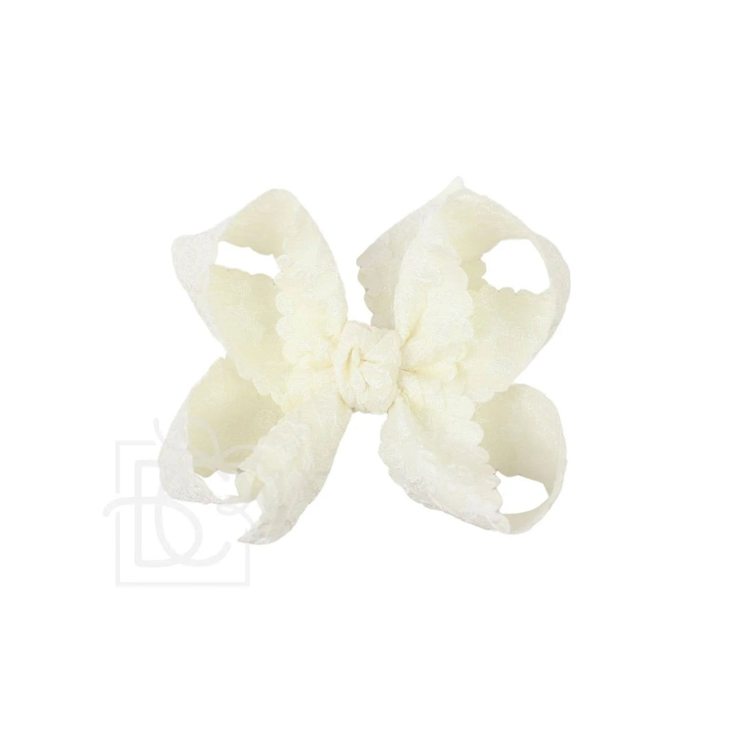 Beyond Creations Scalloped Lace 4.5” Alligator Clip Bow What's