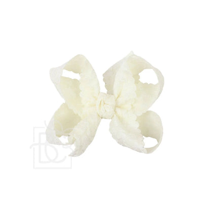 Beyond Creations Scalloped Lace 4.5” Alligator Clip Bow What's