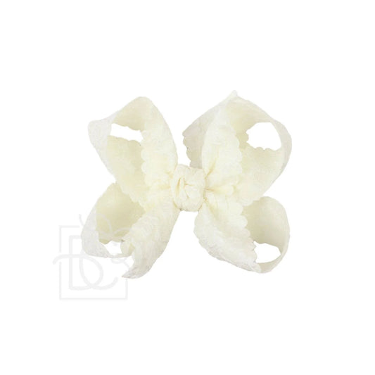 Beyond Creations Scalloped Lace 4.5” Alligator Clip Bow What's
