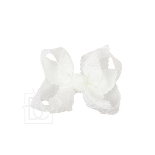 Beyond Creations Scalloped Lace 4.5” Alligator Clip Bow What's