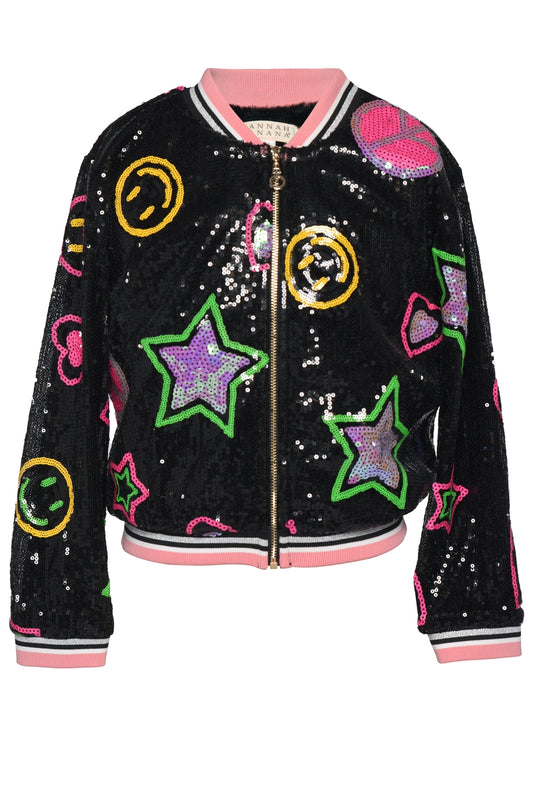 Hannah Montana Sequined Emoji Jacket with Fur Lining
