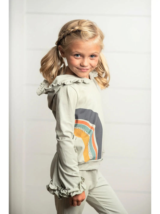 Oopsie Daisy Gray/Sage Rainbow Hooded Set