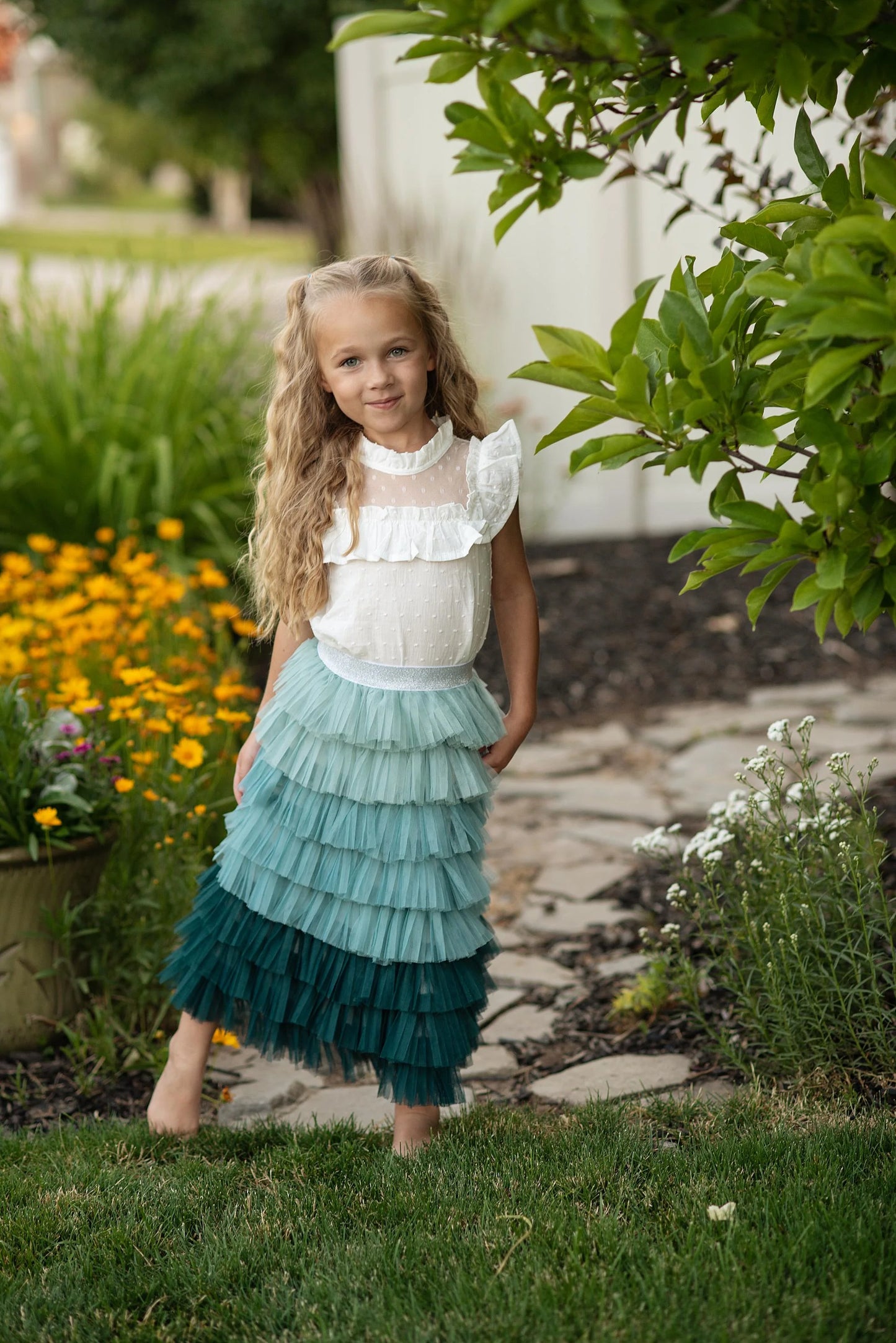 Oopsie Daisy Teal Ombre Tulle Skirt