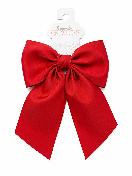 Beyond Creations Opaque Satin Bow w/ Euro Knot & Tails on Alligator Clips