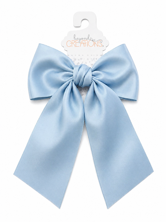 Beyond Creations Opaque Satin Bow w/ Euro Knot & Tails on Alligator Clips
