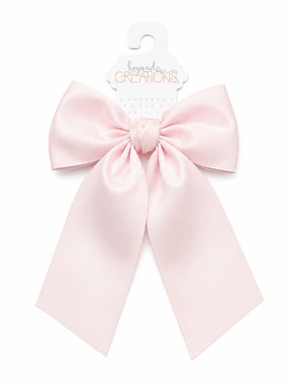 Beyond Creations Opaque Satin Bow w/ Euro Knot & Tails on Alligator Clips