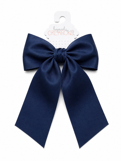 Beyond Creations Opaque Satin Bow w/ Euro Knot & Tails on Alligator Clips